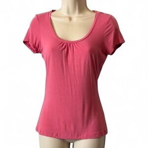 Vintage Y2K Semantiks Pink Pleated Scoop Neck Top, Women's Size XS